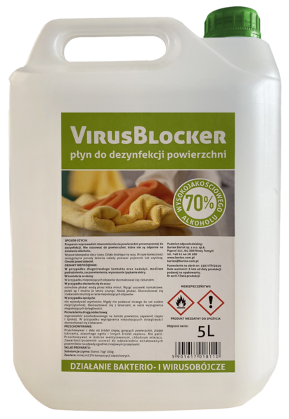 VirusBlocker 5L Liquid for surface disinfection with bactericidal and virucidal effects
